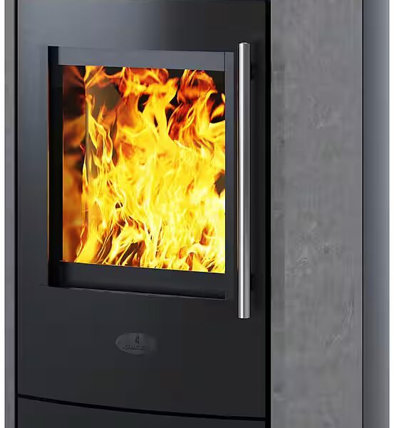 Wood-burning stove »MILAN« 6 kW, intermittent burning, with natural stone, revolutionary automatic door locking system