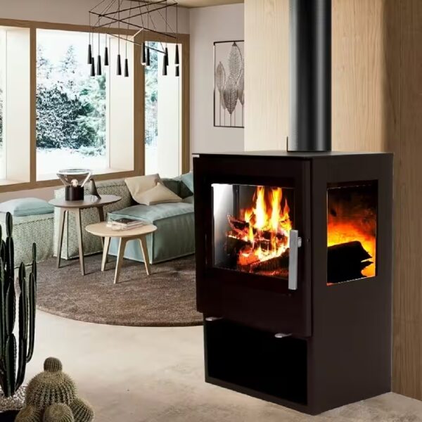 Panorama wood-burning stove, 9.8kW, 3-pane glass, 56315
