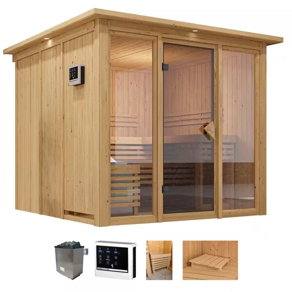 Artja Sauna WxDxH: 240.5 x 248 x 202 cm, 68 mm, (Set) Oven 9 KW external control easy