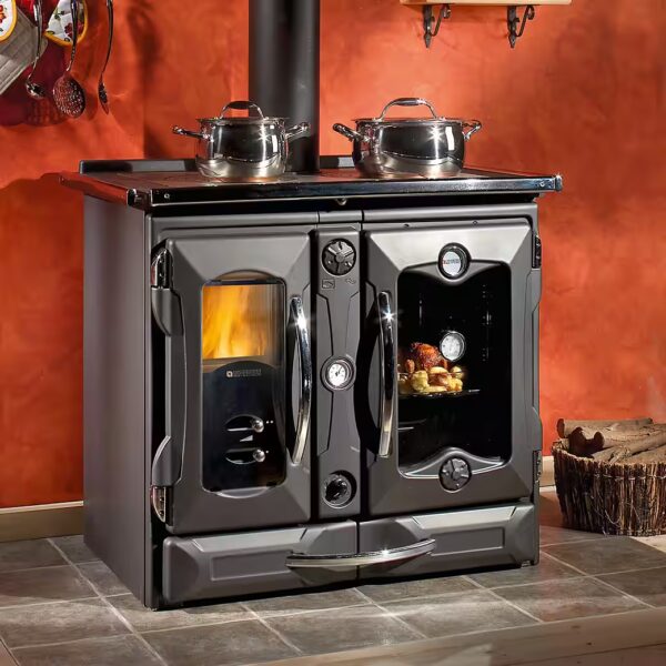 La Nordica Termosuprema Compact DSA wood-burning stove, water-bearing kitchen stove, Nero 18.5 kW, water-bearing kitchen oven