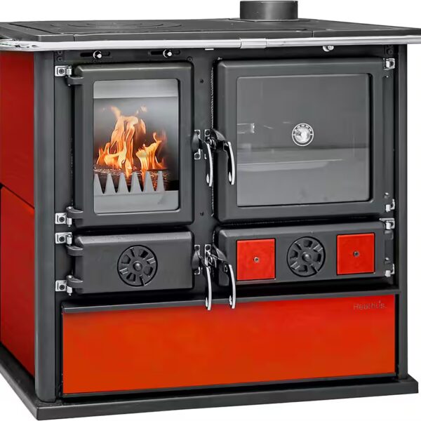 Solid fuel stove Heathus kitchen oven »Cook Premium« Bordeaux 8.8 kW, intermittent combustion, oven for heating, cooking & baking