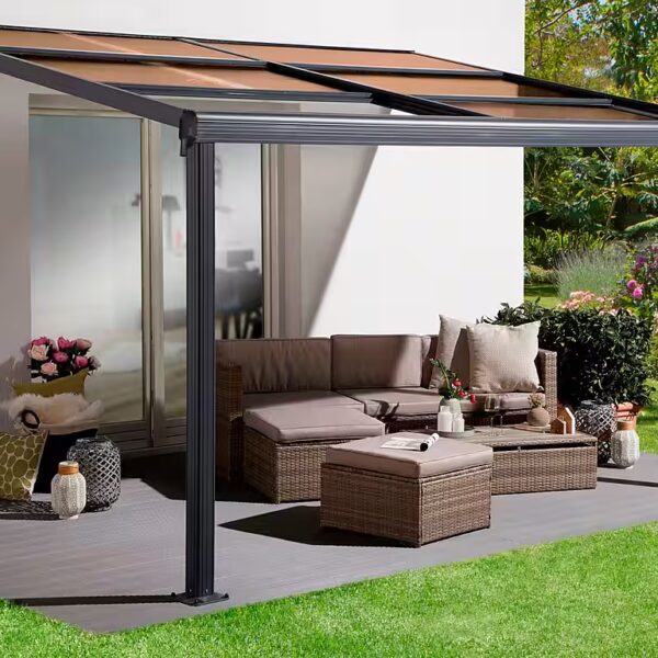 Terrace roof WxL: 400x300 cm, roofing twin-wall polycarbonate sheets, WxL: 400x300 cm
