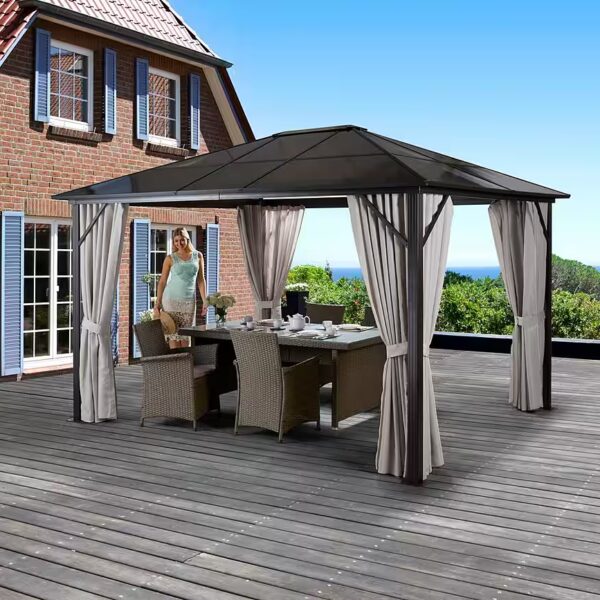 Aruba Pavilion with 4 side panels, WxL: 3x4m, robust aluminum frame with PC roof