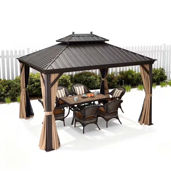 Outdoor pavilion: Aluminum garden pavilion with steel roof, hardtop and side panels