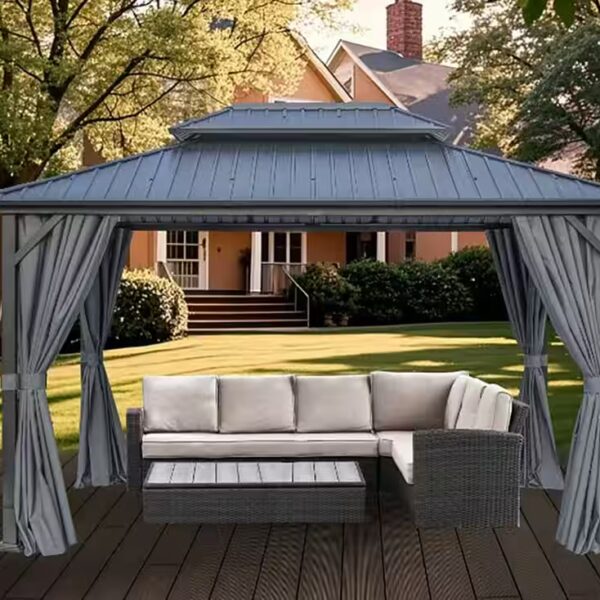 Thasos Pavilion with double roof, in WxD: 300x300 cm and 400x300 cm, without side panels