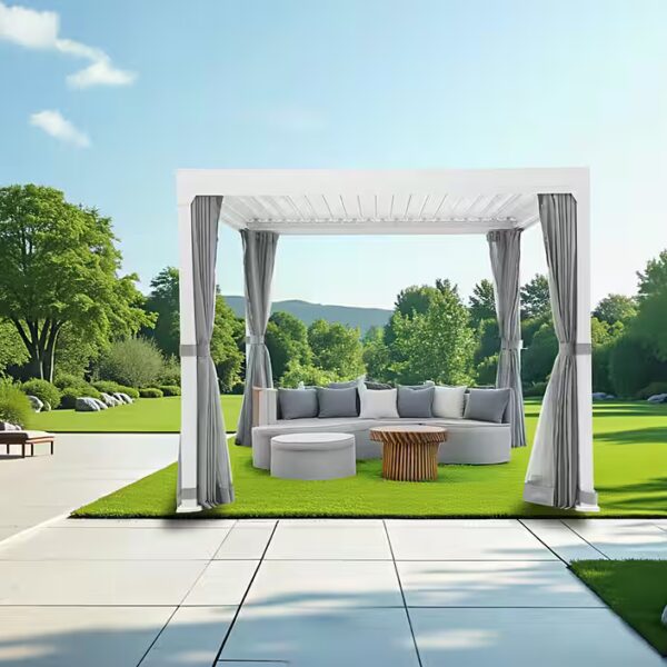 Palma Pavilion with 8 side panels, pergola, with louvered roof