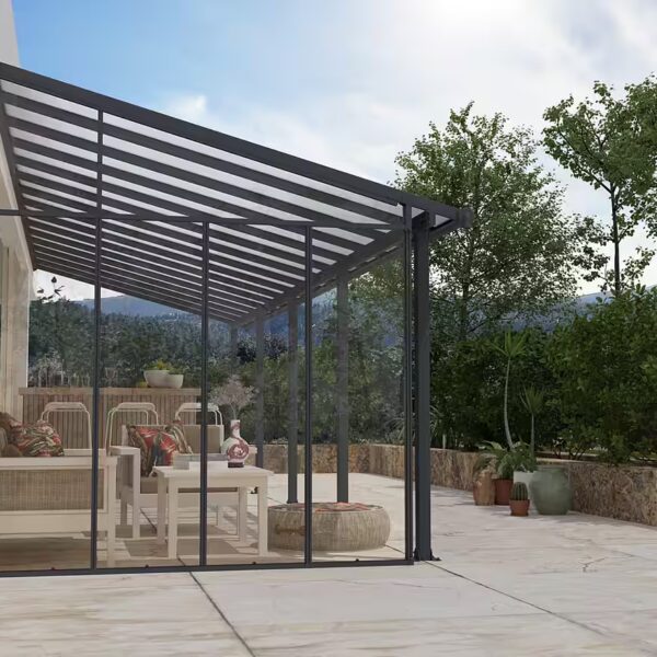 Terrace roof side wall 257x305 cm, with powder-coated aluminum frame