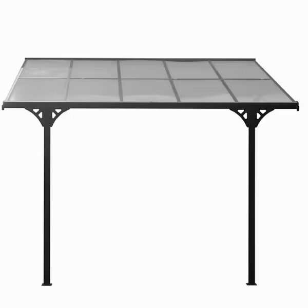 Bruce patio roof WxL: 313x300 cm, roofing made of twin-wall polycarbonate sheets, frame made of powder-coated aluminum, black
