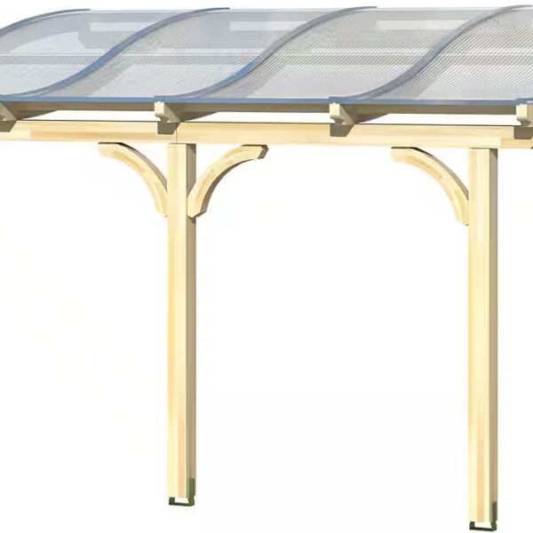 Venezia terrace roof WxL: 434x389 cm, roofing twin-wall polycarbonate sheets, glued laminated timber