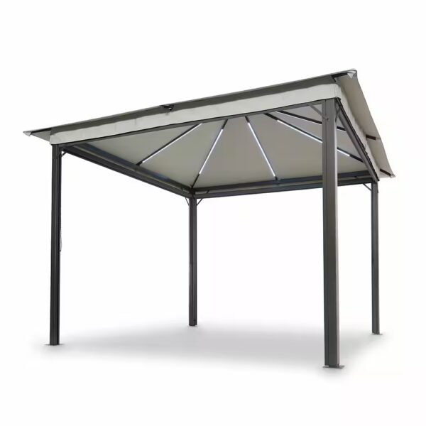 Pavilion / solar pavilion "Lina" with 4 side panels, with 4 side blinds & LED lighting