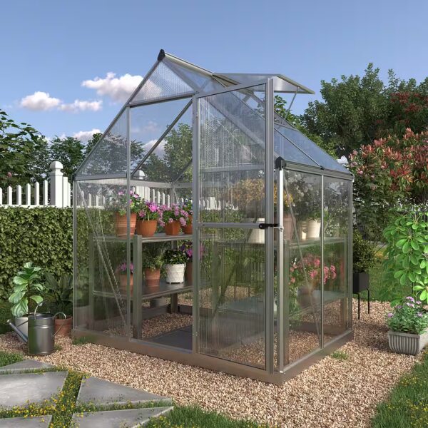 Greenhouse WxDxH: 182 x 123 x 208 cm, 4 mm wall thickness, set, with foundation frame