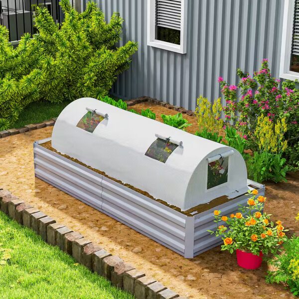 Foil greenhouse with roller window, round roof, winterproof, made of steel, water-repellent