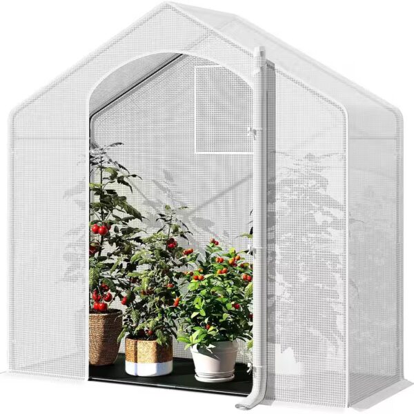 Polytunnel Dimensions (W x D x H): 200 x 80 x 200 cm, 200x80x200cm, with door and windows, made of PE steel tubing, white