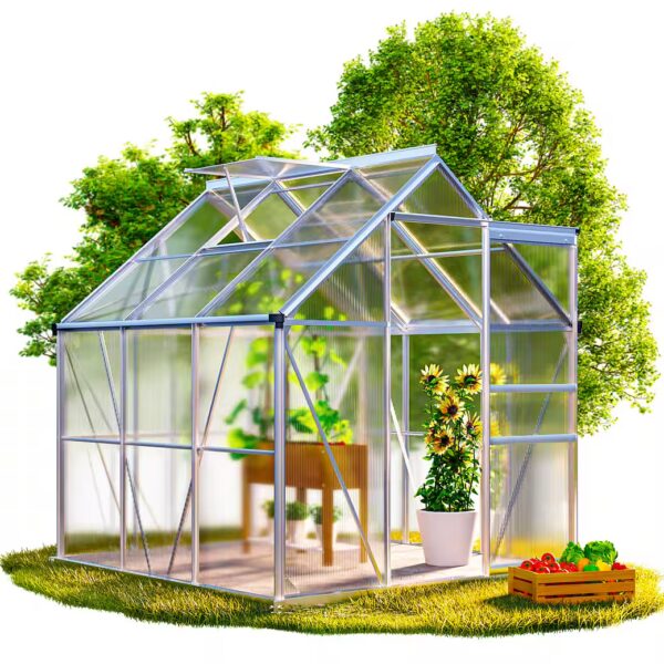Greenhouse Aluminium greenhouse, 3.6m², with foundation 190x190cm, including roof window.