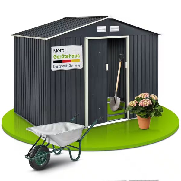 Garden shed XL WxL: 277x181 cm, with pitched roof, sliding door, foundation frame, 9 m³