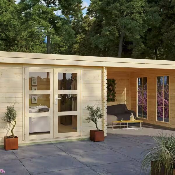 Acrux garden shed made of Scandinavian spruce wood, wall thickness 28 mm