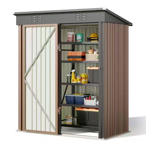 Garden shed, robust metal garden tool shed, 180 x 162 x 95 cm