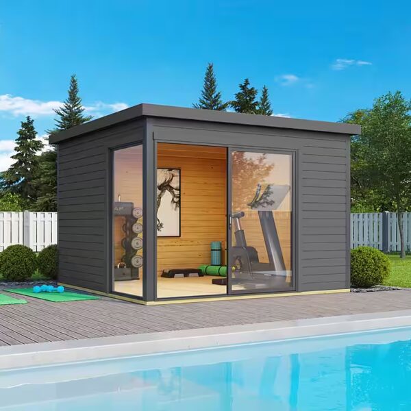 Garden shed DOMEO 1 CARBON GREY/ANTHRACITE WxD: 319.6x319.6 cm, (set), foundation dimensions 3000 x 3000, carbon gray