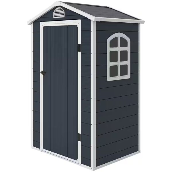 Garden shed with window, pent roof, made of metal WxL: 134x104 cm, (Garden shed, 1 pc., tool shed), for garden, grey