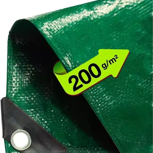 Protective tarpaulin, green – waterproof woven tarpaulin 200g/m² (Package, tarpaulin with eyelets), waterproof outdoor cover, 2x2m