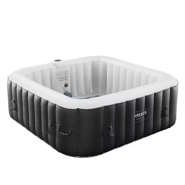 Automatically inflatable hot tub, indoor & outdoor, 6 persons, 185x185cm Inflatable set, complete with accessories and LED lighting