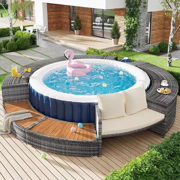 Whirlpool spa pool garden furniture set with storage lounge set and adjustable feet