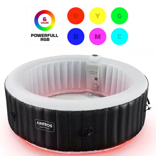 Automatically inflatable hot tub, indoor & outdoor, 6 persons, with LED