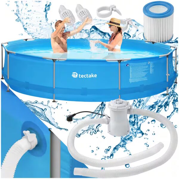 Frame pool, round swimming pool with steel frame and filter pump, Ø 360 x 76 cm
