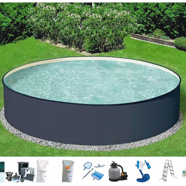 Round pool GOMERA II (Set, 10-piece), including extensive accessories in various sizes, sand-colored inner foil