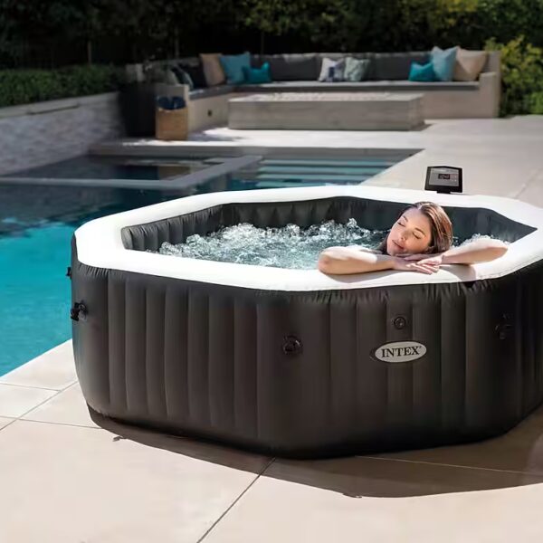 Whirlpool PureSPA "Jet + Bubble Deluxe" octagon, onyx black (Set), 8-piece, with saltwater system, in various sizes