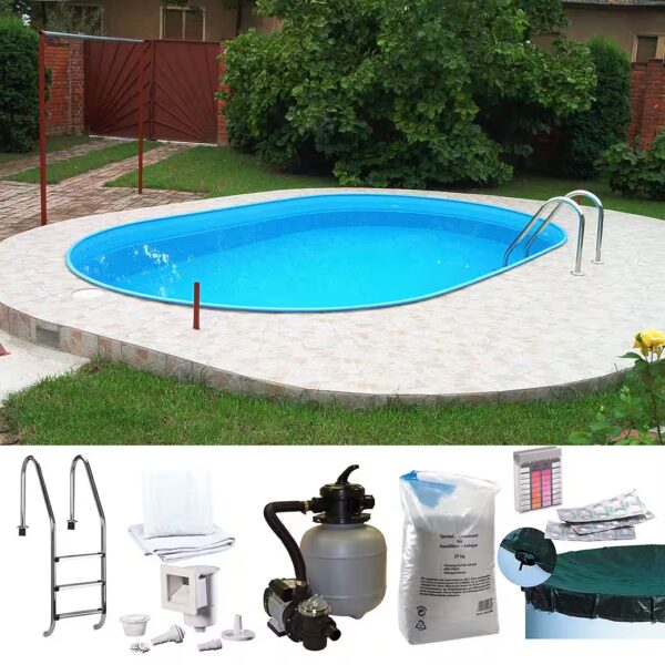 Oval pool LANZAROTE 2 (Complete set, 8-piece), for full installation including extensive accessories, various sizes