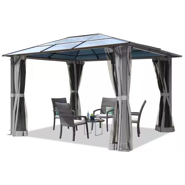 Gazebo garden pavilion Moonlight Deluxe gray with 4 side panels, with 4 mosquito nets