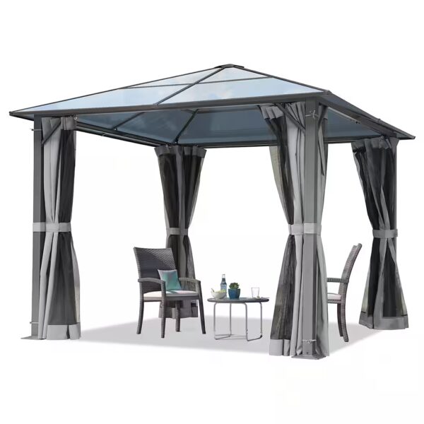 Gazebo garden pavilion Moonlight Deluxe gray with 4 side panels, with 4 mosquito nets