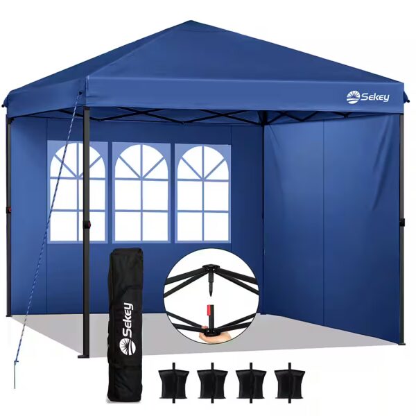 Folding pavilion 300x300 cm Pop-up pavilion with 2 side walls, waterproof, UV protection with 2 side panels, with 2 side walls with windows, carrying bag, 4x pavilion sandbags