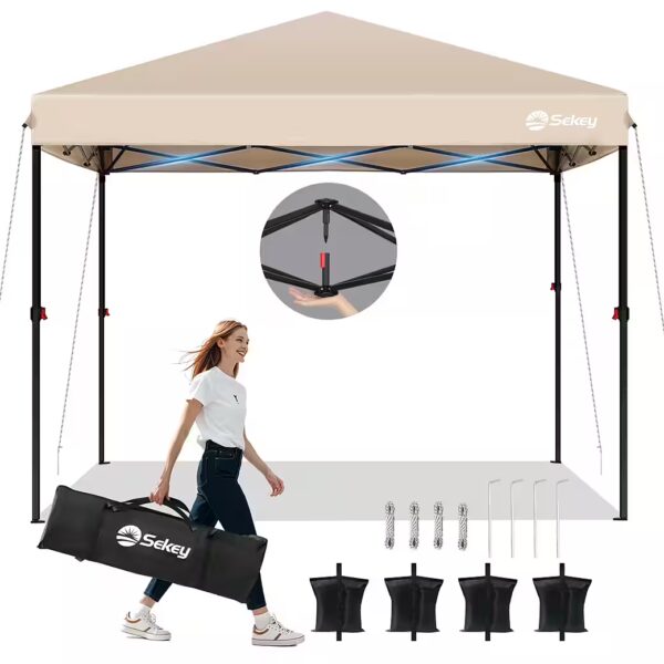 Folding pavilion 300x300 cm Pop-Up Pavilion, 3 selectable heights: 270cm, 260cm and 250cm Waterproof, stable, sun protection, windproof