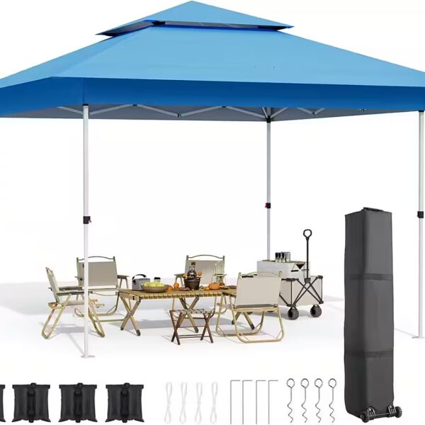 Folding gazebo 3.6x3.6M, One Push Garden Pavilion Waterproof Stable (for garden party wedding), double roof party tent for garden party wedding