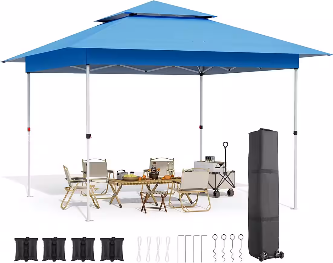 Folding gazebo 3.6x3.6M, One Push Garden Pavilion Waterproof Stable (for garden party wedding), double roof party tent for garden party wedding