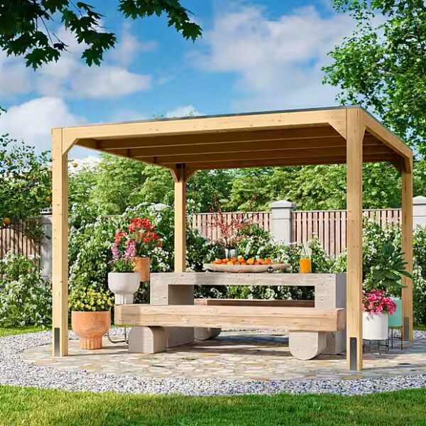 Cubus wooden pavilion natural finish, WxDxH: 320x320x235 cm