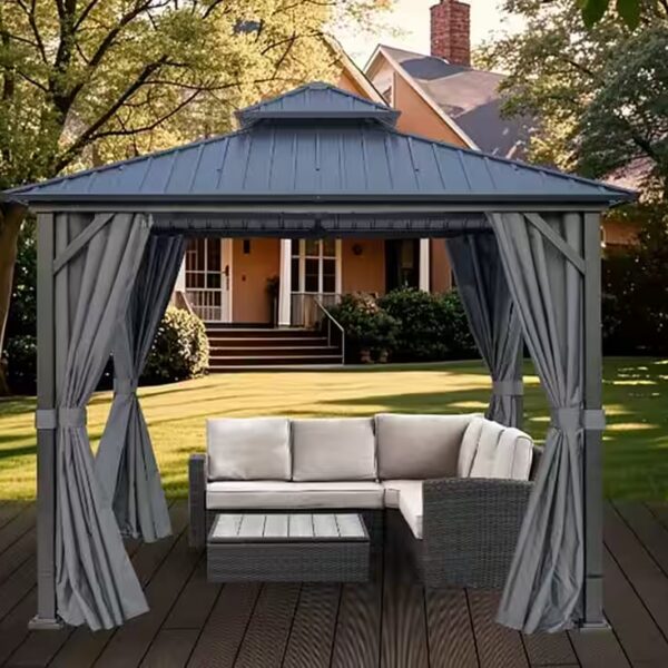 Thasos Pavilion with double roof, in WxD: 300x300 cm and 400x300 cm, without side panels