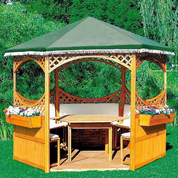 Palma wooden pavilion (Set), WxD: 308x308 cm, incl. railing