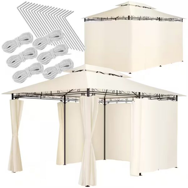 Pavilion Garden Pavilion with 6 side panels, (400 x 300 x 265 cm, complete set), water-repellent