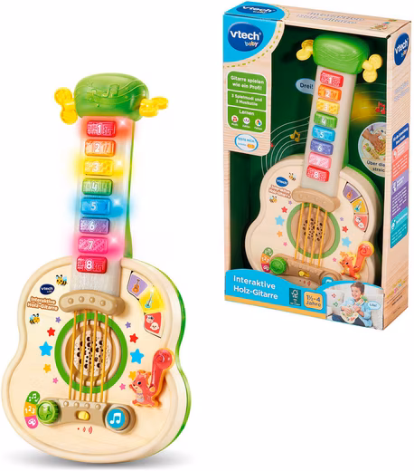 Interactive Wooden Toy Guitar with Light and Sound
