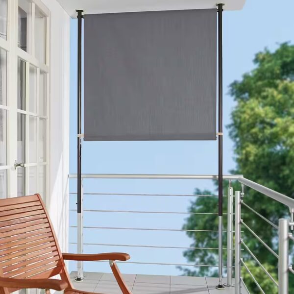 Clamp-on vertical awning grey, WxH: 150x275 cm
