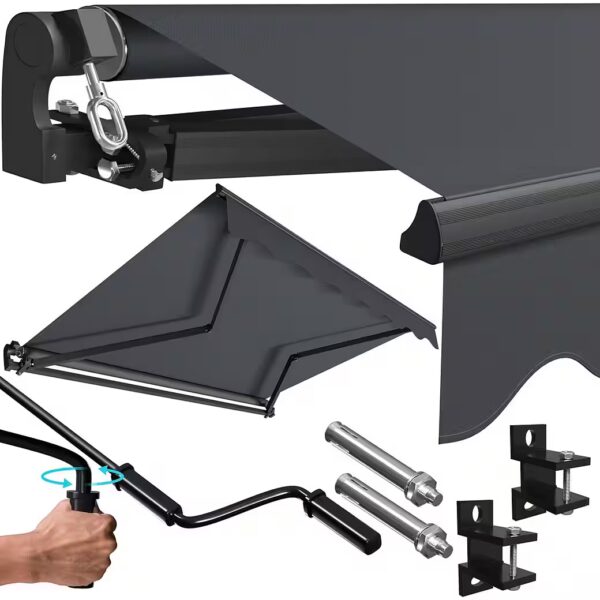 Folding arm awning