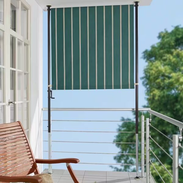 Clamp-on vertical awning green/white, WxH: 120x225 cm