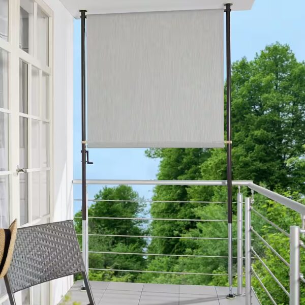 Clamp-on vertical awning granite grey, WxH: 120x225 cm