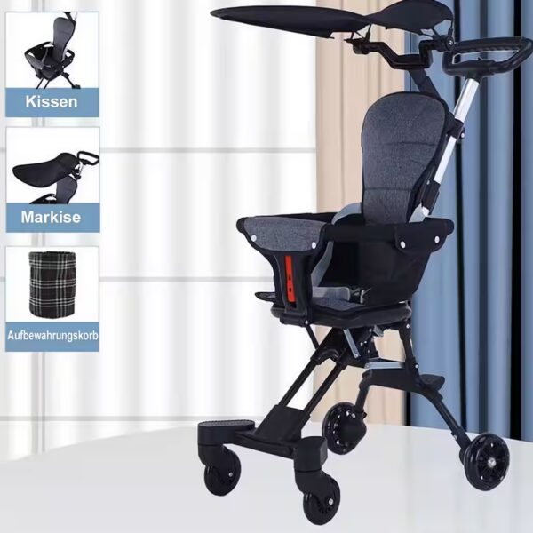 Children's buggy, City buggy, lightweight and foldable, flexible children's buggy with seat cushion and sunshade, foldable with one hand