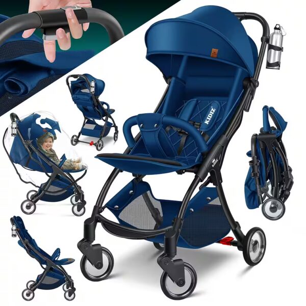 Combination stroller/sports stroller, foldable buggy with adjustable backrests & 360° wheels