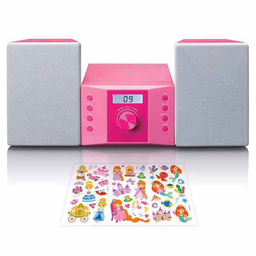 MC-013PK Stereo System Children's music system with CD player / FM radio / AUX including sticker sheet