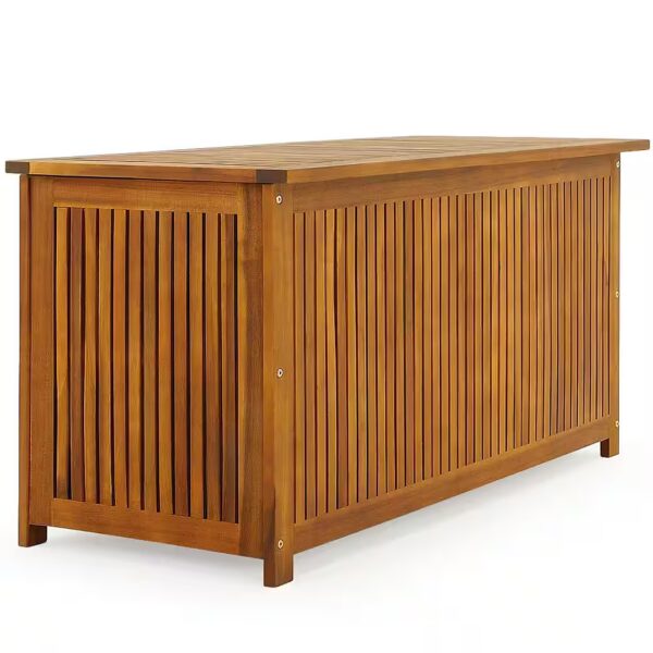 Cushion box Acacia wood garden storage box, 115x50x59cm, with weatherproof inner liner, 205L
